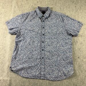 Construct  NY Mens XL Floral Slim Fit Stretch Button Down Short Sleeve Shirt